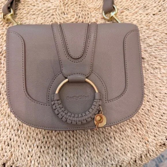 See By Chloe Mini Hana Bag Motty Gray Leather Key Crossbody Flap Messenger Bag - Picture 2 of 10